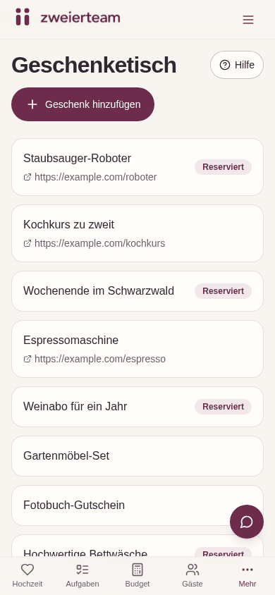 Geschenkeverwaltung