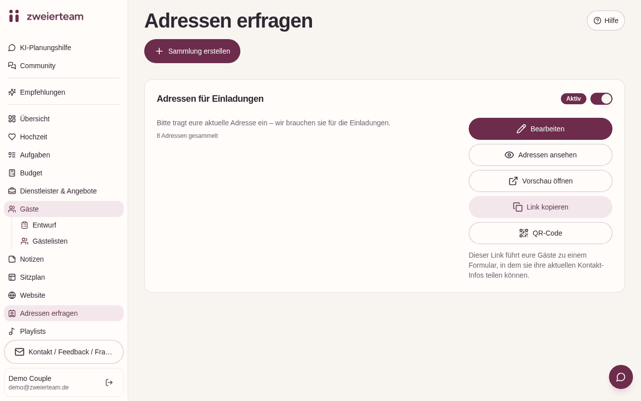 Adressen einsammeln