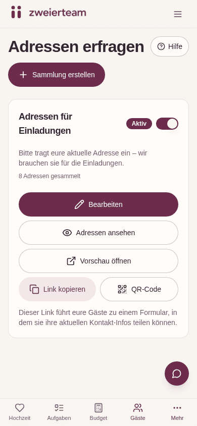 Adressen einsammeln