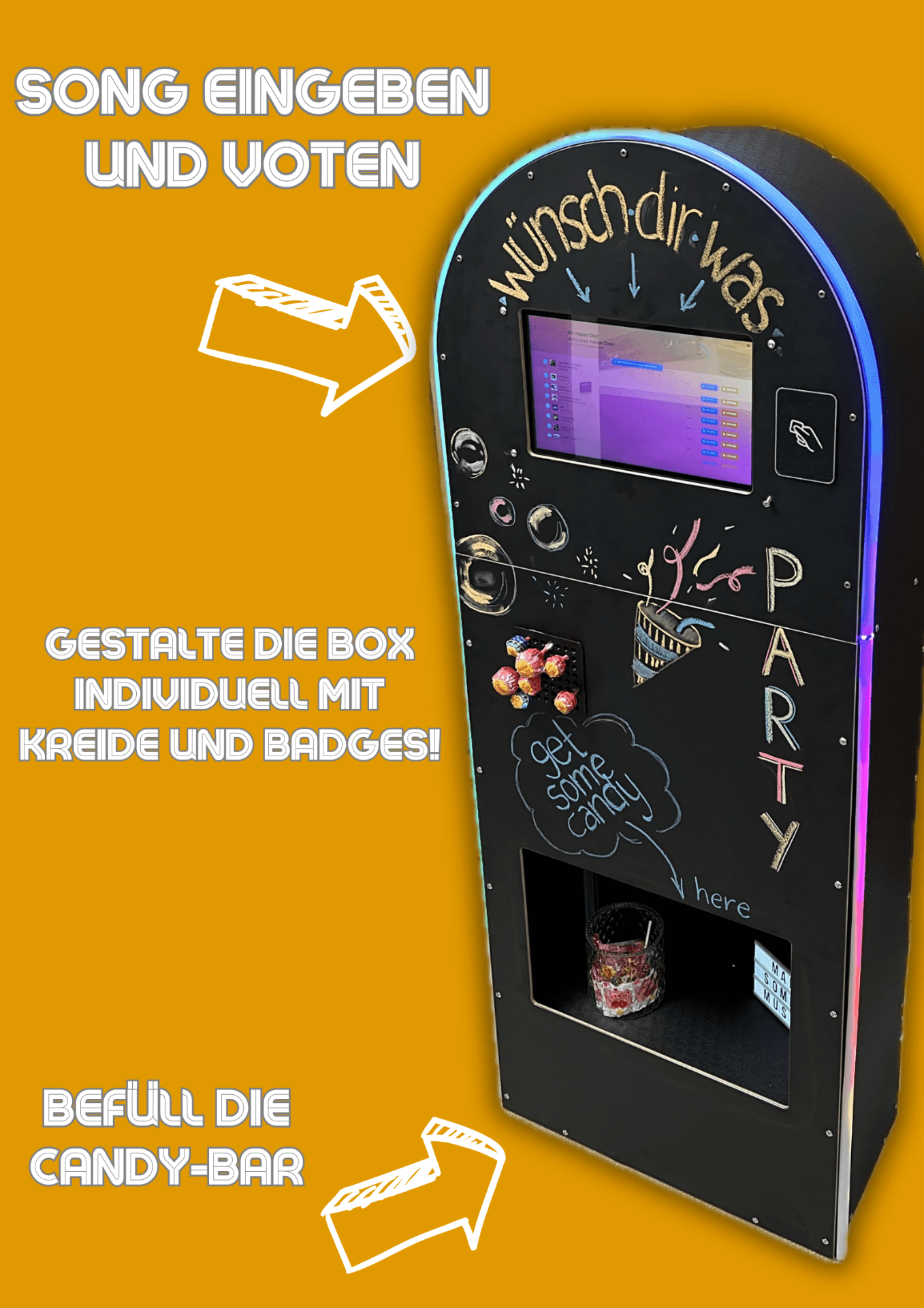 Jukebox Funktionen - Song eingeben, voten und individuell gestalten