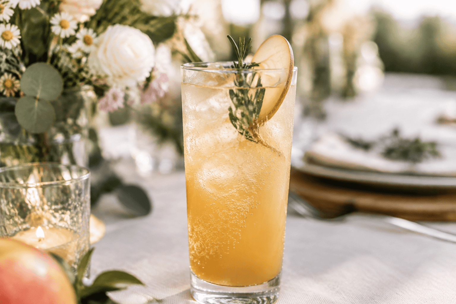 Alkoholfreier Signature-Mocktail mit Apfel, Zitrone und Rosmarin